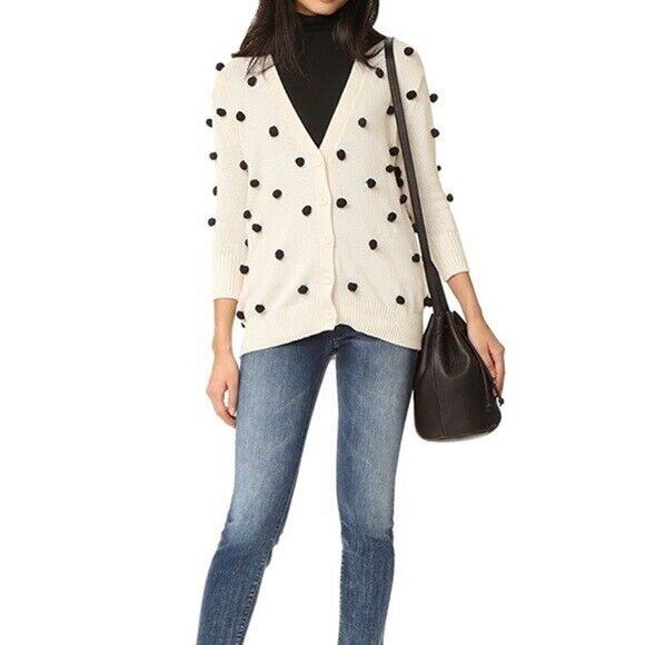 The GREAT The Bobble Cardigan Pom Pom Size Great 1 US S White #1H414 - Picture 4 of 12